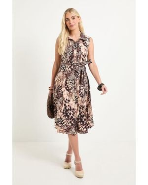 Wallis Petite Summer Cotton Animal Shirt Dress - White