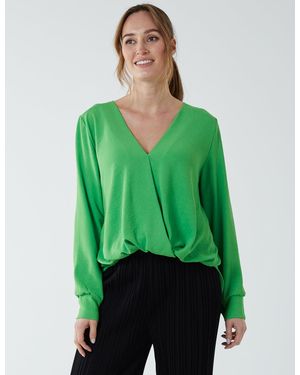 Blue Vanilla Crossover Woven Plain Blouse - Green
