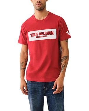 TRUE RELIGION 700165 T Shirts Crew Neck Short Sleeve Summer Soft Cotton Tee - Red