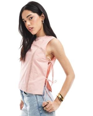 ASOS Lace Insert Tie Side Top - Pink