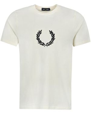Fred Perry Textured Laurel Wreath T-Shirt Ecru - White