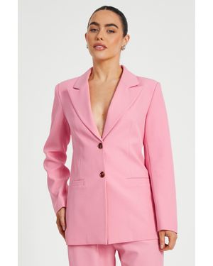 Quiz Petite Woven Long Sleeve Blazer - Pink