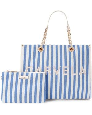 Carvela Kurt Geiger Canvas Sorrento Stripe Tote Bag - Blue
