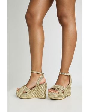 Boohoo Cross Over Metallic Wedges