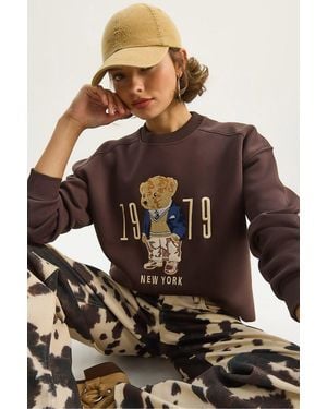 Bianco Lucci Relaxed Fit Printed Crew Neck Sweatshirt - Multicolour