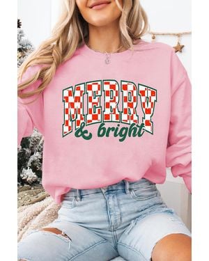 Azura Exchange Merry Bright Graphic Sweatshirt - Pink