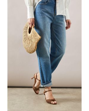 Wallis Isaura Faux Leather Stitch Detail Knotted High Stiletto Heel Sandals - Blue