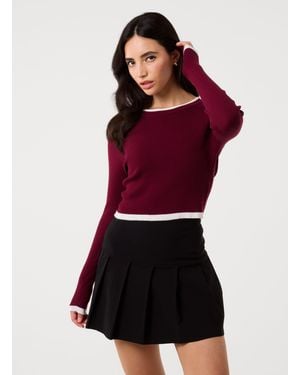 Pink Vanilla Contrast Knitted Jumper - Purple