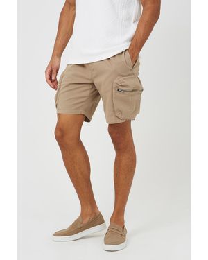 Brave Soul Cargo Pocket Cotton Twill Shorts - Natural