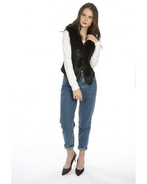 Jayley Luxury Faux Fur Suede Gilet - Blue