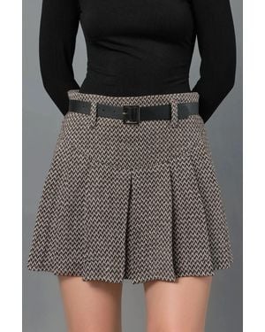 Hiccup High Waist Pleated Mini Skorts - Black