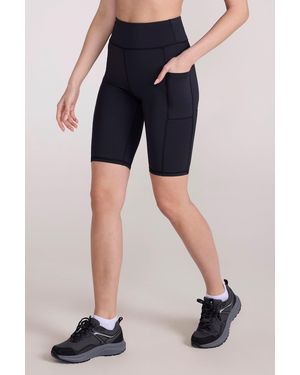 Mountain Warehouse 'Bounce' Legging Shorts High Waisted Quick Drying Gym Bottoms - Blue