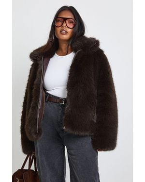 Boohoo Plus Faux Fur Coat - Black