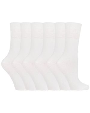 IOMI Ladies 6 Pack Non Elastic Diabetic Socks With Hand Linked Toe Seams - White