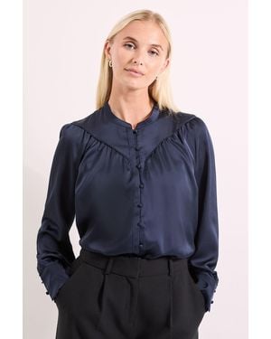 PRINCIPLES Hammered Satin Piped Detail Batwing Shirt - Blue