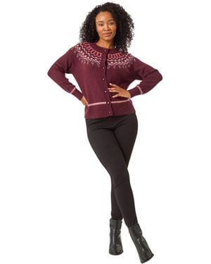 Roman Petite Fairisle Button Cardigan - Red