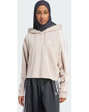 adidas Adicolor 3-Stripes Short Hoodie - Natural