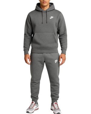 Nike Club Fleece Full Tracksuits Set Sweat Hoodie Jogger Sports - Grey