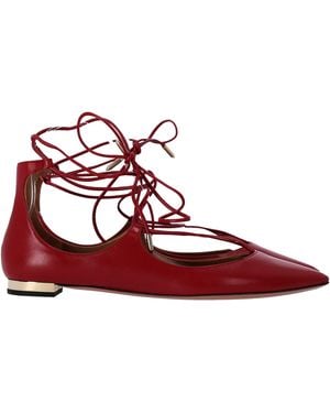 Aquazzura Christhy Lace-Up Ballet Flats - Red