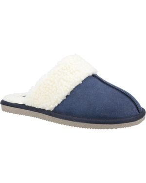 Hush Puppies Ladies Arianna Suede Slippers - Blue