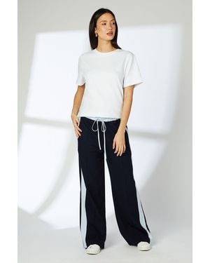 PRINCIPLES Side Stripe Barrel Leg Trousers - White