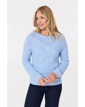 Izabel London Textured Knit Relaxed Long Sleeve Jumper - Blue