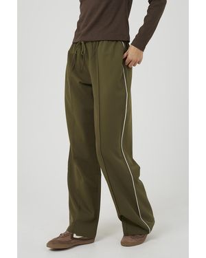 Brave Soul Contrast Waistband Tailored Trousers - Green