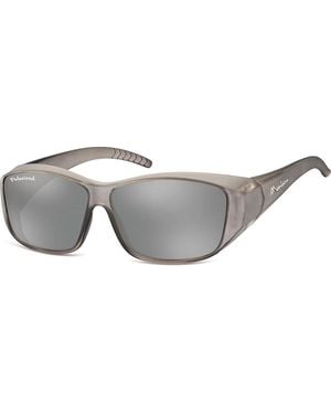 Montana Rectangle Fit Over Matte Revo Mirror Polarized Fo4 - Grey