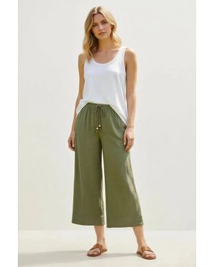 Secret Label Per Una Crinkle Texture Wide Leg Culottes Cotton - Green