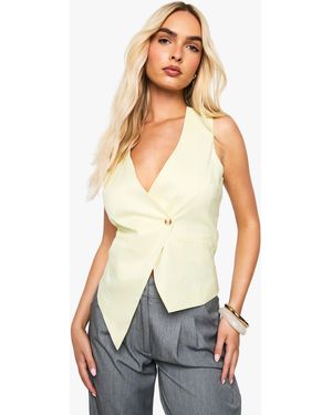 Boohoo Asymmetric Tailored Waistcoat - White