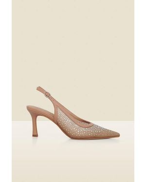 Sosandar Nude Sparkle Slingback Court Heels - Natural