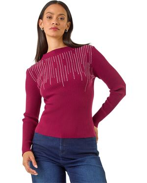 D.u.s.k Embellished Knit Jumper - Red