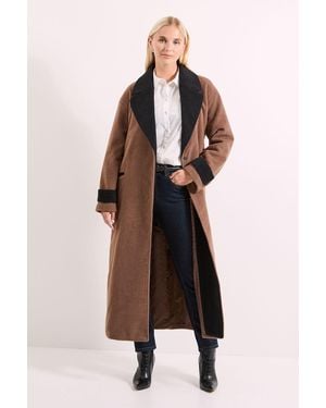 Wallis Principles By Contrast Wrap Coat - Brown