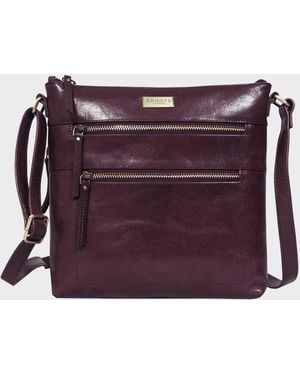 Assots London 'cori' Plum Waxy Vt Vintage Real Leather Crossbody Bag - Purple