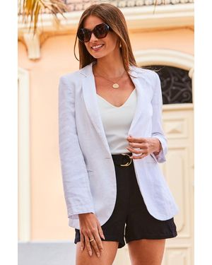 Sosandar Linen Blazer - White
