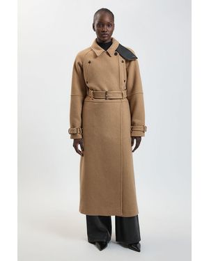 Karen Millen Wool Tailored Trench Coat - Natural