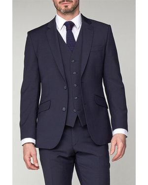 Scott Sleeveless V-Neck Plain Regular Fit Suit Waistcoat - Blue