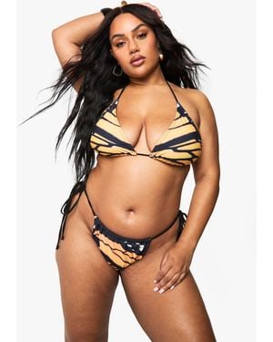 Boohoo Plus Butterfly Overszied Print Triangle Bikini - Multicolour