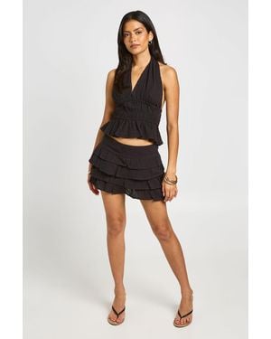 Boohoo Cheesecloth Rara Mini Skirt - Black