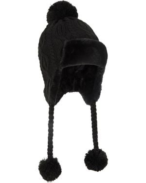 Mountain Warehouse 'Sierra' Knitted Fur Hat Thermal Warm Cosy Beanie - Black