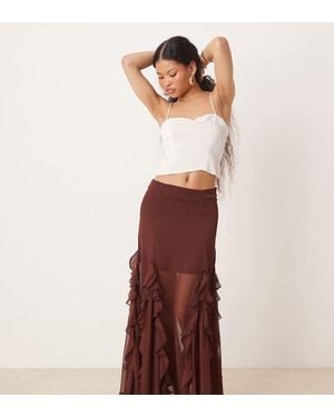 Miss Selfridge Godet Insert Maxi Skirt - Brown