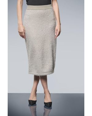 Wallis Metallic Tufted Knitted Skirt - White