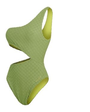 Speedo Ty C Out Textured Checkerboard Swimsuit - Green