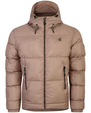 Dare 2b Endless Solid Patterned Hooded Puffer Jacket - Brown