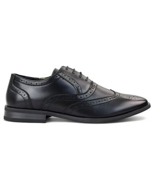 Infinity Leather Classic Brogue Derby Oxford Shoes Faux Leather - Black