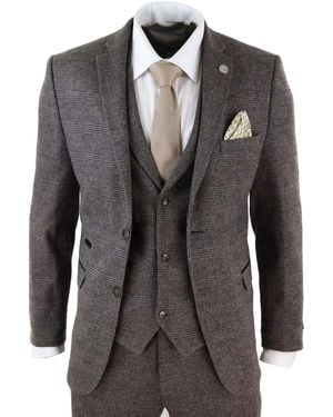 TruClothing 3 Piece Herringbone Tweed Suit - Grey