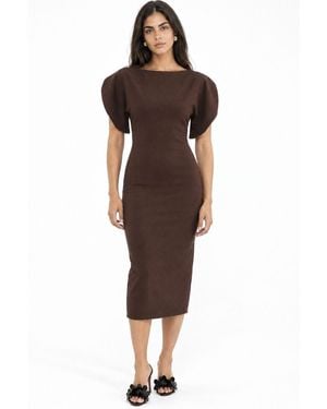 Busem Crew Neck Midi Dress - Brown