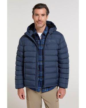 Mountain Warehouse 'Seasons' Padded Jacket With Side Pockets Fur Lined Water Resistant Coat Polyamide - Blue