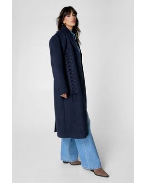 Nasty Gal Premium Corseted Detail Tailored Coat - Blue