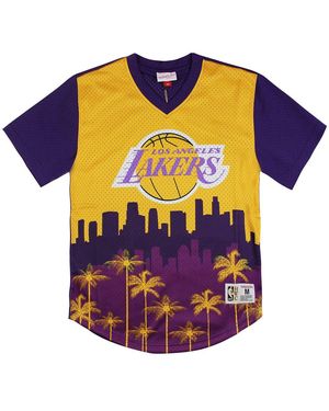 Mitchell & Ness Los Angeles Lakers Winning Short Mesh T-Shirt - Purple